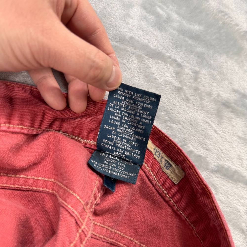 Polo Ralph Lauren Straight Pants Men's 33x32 Red Corduroy 100% Cotton - Picture 15 of 16